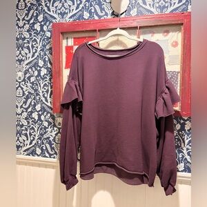 Women's Purple Ruffle Sleeve Top